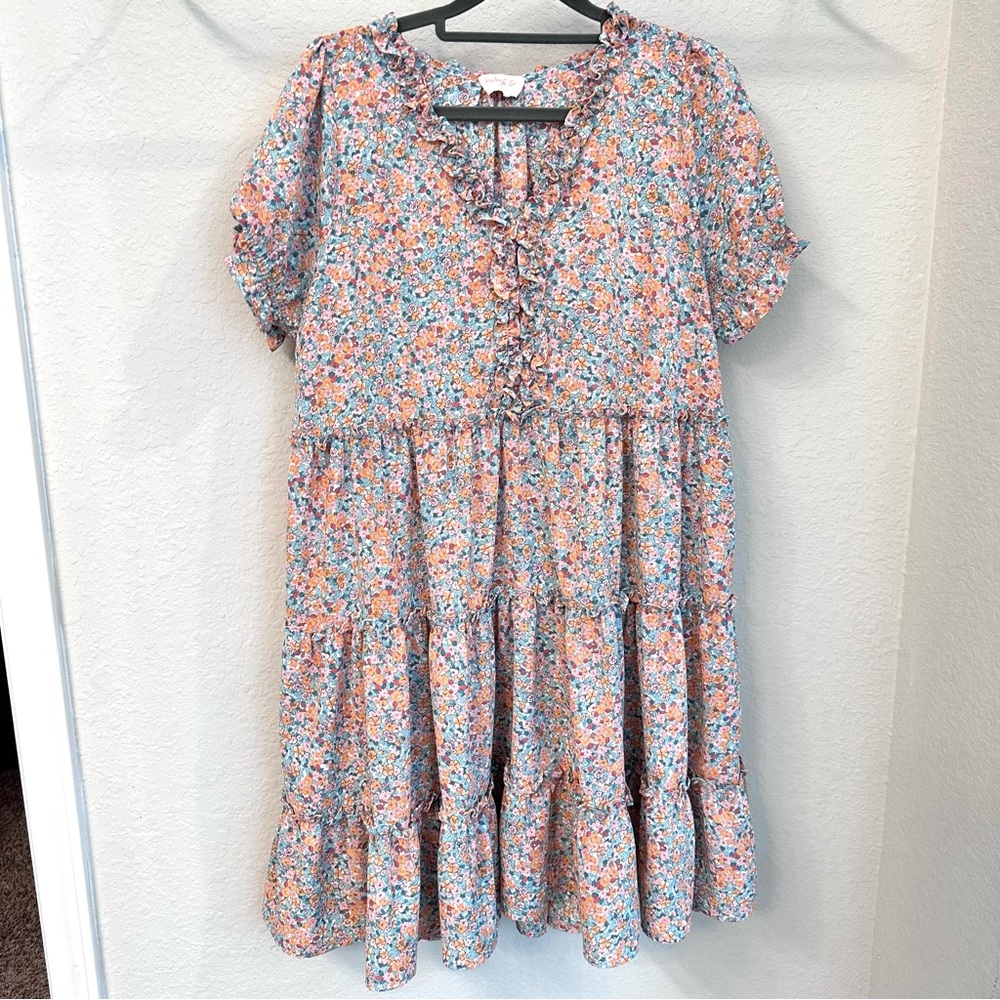 Peach Floral Maternity Dress